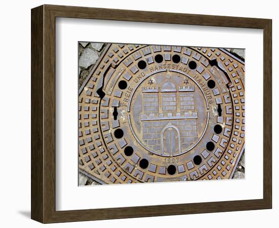 Manhole Cover with Hamburg's Coat of Arms, Hamburg, Germany-Miva Stock-Framed Photographic Print