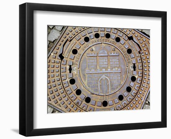 Manhole Cover with Hamburg's Coat of Arms, Hamburg, Germany-Miva Stock-Framed Photographic Print