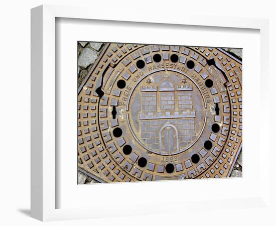 Manhole Cover with Hamburg's Coat of Arms, Hamburg, Germany-Miva Stock-Framed Photographic Print