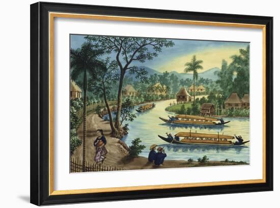 Manila and Its Environs: View Near the Town of Taguig on the Pasig River-Jose Honorato Lozano-Framed Giclee Print