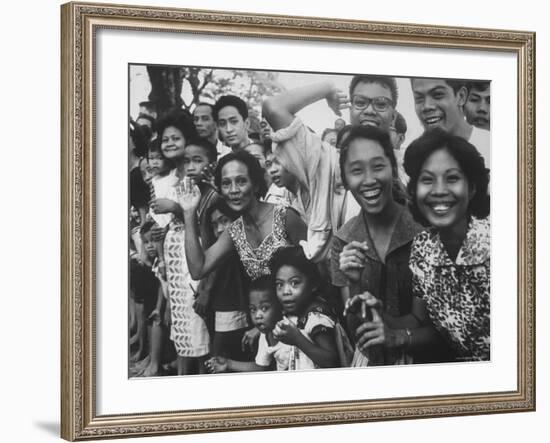 Manila Crowds Celebrate Philippines 15th Independence Anniversary During Douglas Macarthur's Visit-Grey Villet-Framed Photographic Print