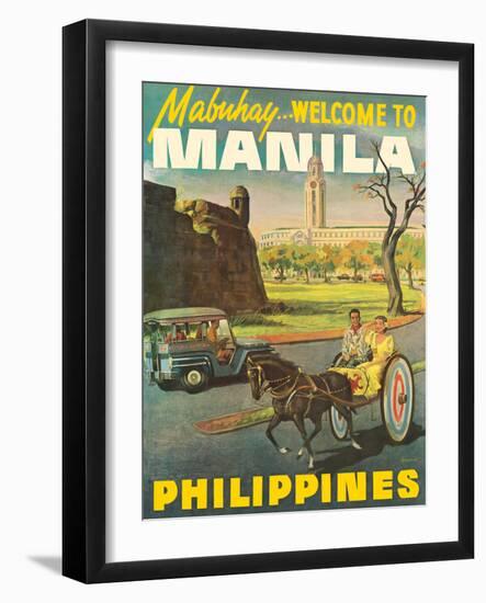 Manila Philippines - Mabuhay (Welcome), Vintage Travel Poster, 1950s-Pacifica Island Art-Framed Art Print