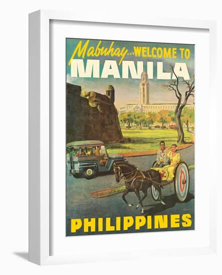 Manila Philippines - Mabuhay (Welcome), Vintage Travel Poster, 1950s-Pacifica Island Art-Framed Art Print