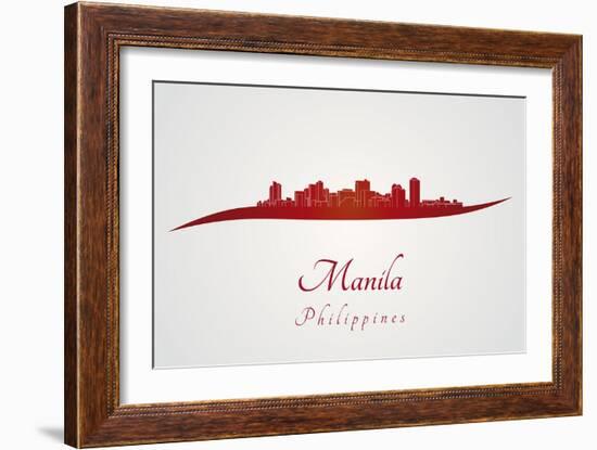 Manila Skyline in Red-paulrommer-Framed Art Print