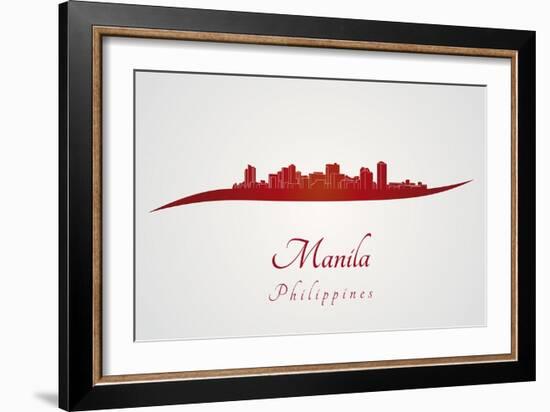 Manila Skyline in Red-paulrommer-Framed Art Print