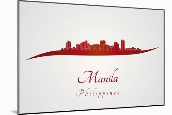 Manila Skyline in Red-paulrommer-Mounted Art Print