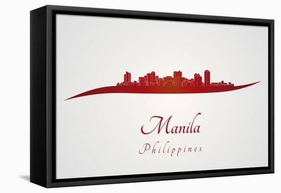 Manila Skyline in Red-paulrommer-Framed Stretched Canvas