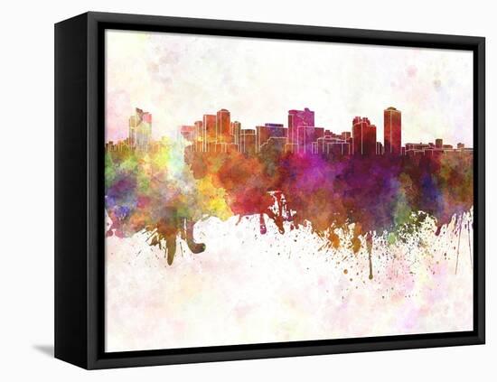 Manila Skyline in Watercolor Background-paulrommer-Framed Stretched Canvas