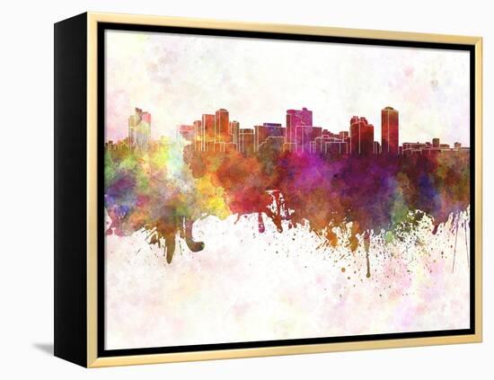 Manila Skyline in Watercolor Background-paulrommer-Framed Stretched Canvas