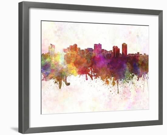 Manila Skyline in Watercolor Background-paulrommer-Framed Art Print