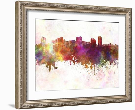 Manila Skyline in Watercolor Background-paulrommer-Framed Art Print