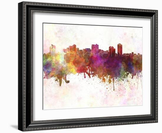 Manila Skyline in Watercolor Background-paulrommer-Framed Art Print