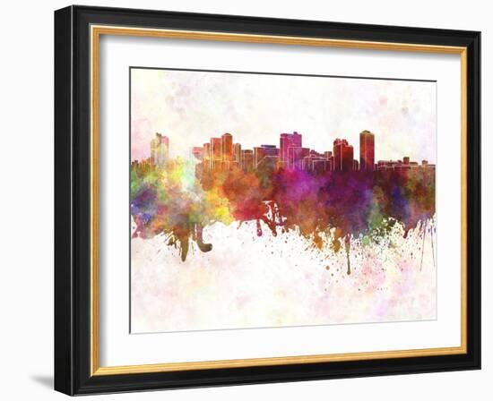 Manila Skyline in Watercolor Background-paulrommer-Framed Art Print