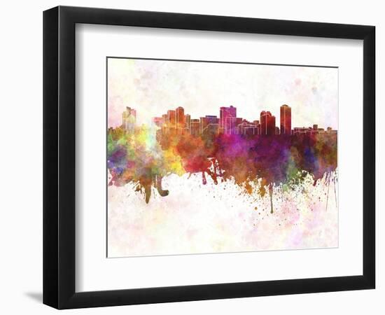 Manila Skyline in Watercolor Background-paulrommer-Framed Art Print