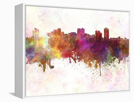 Manila Skyline in Watercolor Background-paulrommer-Framed Stretched Canvas