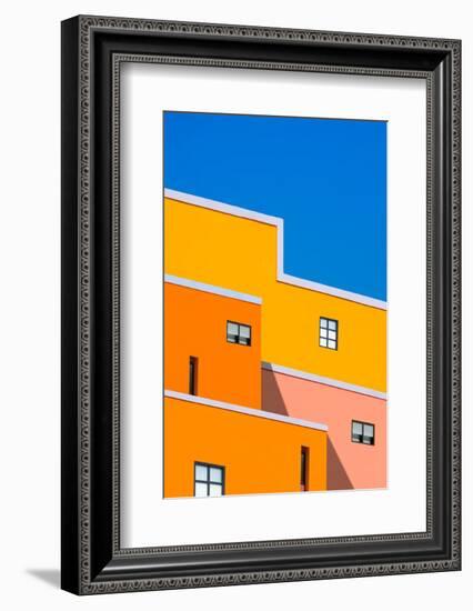 Manipulation Techniques for Architectural Feature Background Design of Colorful Buildings against B-Prapat Aowsakorn-Framed Photographic Print