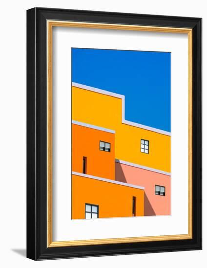 Manipulation Techniques for Architectural Feature Background Design of Colorful Buildings against B-Prapat Aowsakorn-Framed Photographic Print
