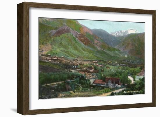 Manitou Springs, Colorado, Aerial View of the Town-Lantern Press-Framed Art Print