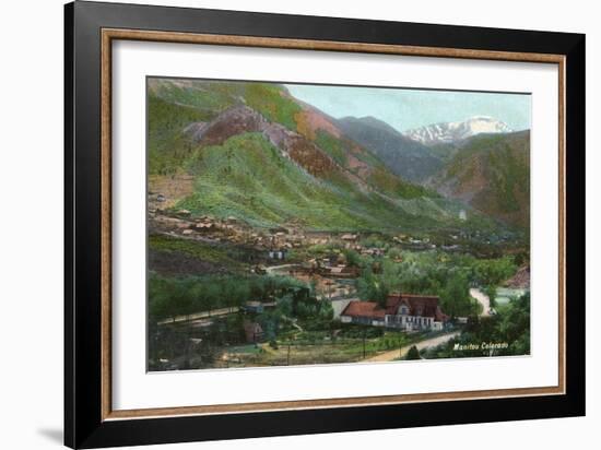 Manitou Springs, Colorado, Aerial View of the Town-Lantern Press-Framed Art Print