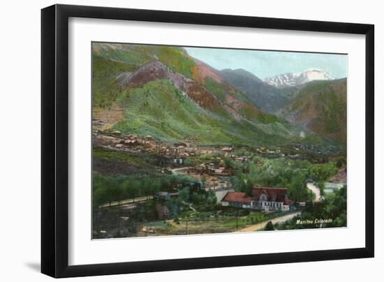 Manitou Springs, Colorado, Aerial View of the Town-Lantern Press-Framed Art Print