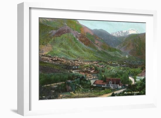 Manitou Springs, Colorado, Aerial View of the Town-Lantern Press-Framed Art Print