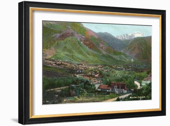 Manitou Springs, Colorado, Aerial View of the Town-Lantern Press-Framed Art Print