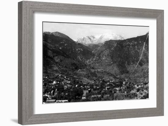 Manitou Springs, Colorado - Panoramic View of Town-Lantern Press-Framed Art Print