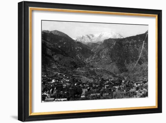 Manitou Springs, Colorado - Panoramic View of Town-Lantern Press-Framed Art Print