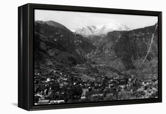 Manitou Springs, Colorado - Panoramic View of Town-Lantern Press-Framed Stretched Canvas