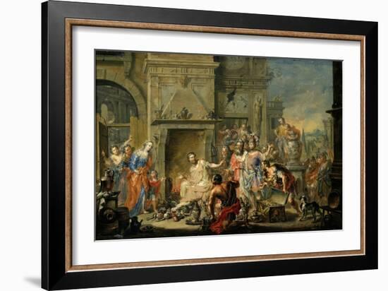 Manius Curius Dentatus Refusing the Bribes of the Samnites-Johann Georg Platzer-Framed Giclee Print