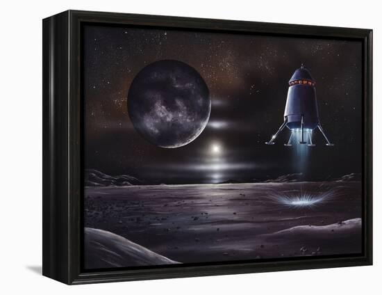 Manned Mission To Charon, Artwork-Richard Bizley-Framed Premier Image Canvas