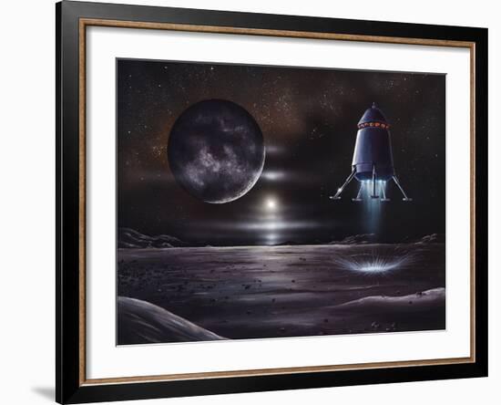 Manned Mission To Charon, Artwork-Richard Bizley-Framed Photographic Print