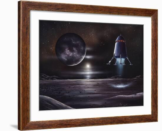 Manned Mission To Charon, Artwork-Richard Bizley-Framed Photographic Print