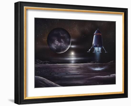 Manned Mission To Charon, Artwork-Richard Bizley-Framed Photographic Print