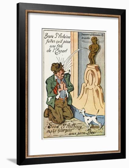 Manneken Pis Postcard Album - Drunkard Praying for Beer-null-Framed Art Print