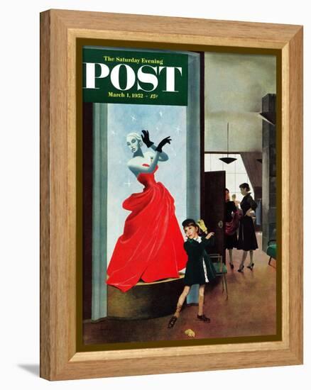 "Mannequin" Saturday Evening Post Cover, March 1, 1952-George Hughes-Framed Premier Image Canvas