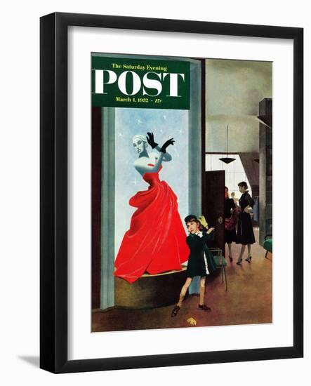 "Mannequin" Saturday Evening Post Cover, March 1, 1952-George Hughes-Framed Giclee Print