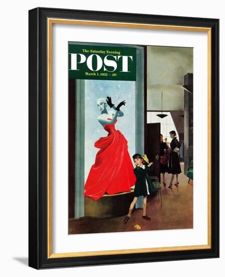 "Mannequin" Saturday Evening Post Cover, March 1, 1952-George Hughes-Framed Giclee Print