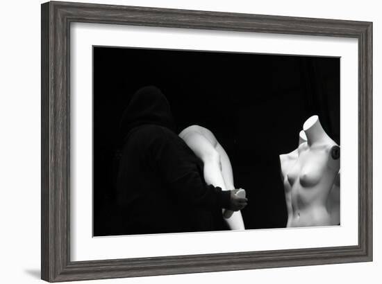 Mannequins Being Assembled in Black and White-null-Framed Photo