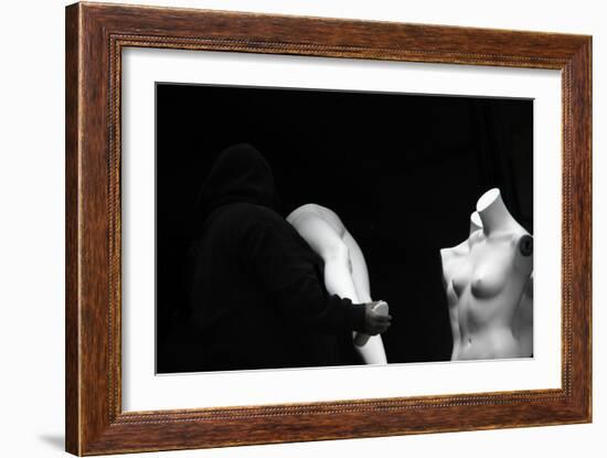 Mannequins Being Assembled in Black and White-null-Framed Photo