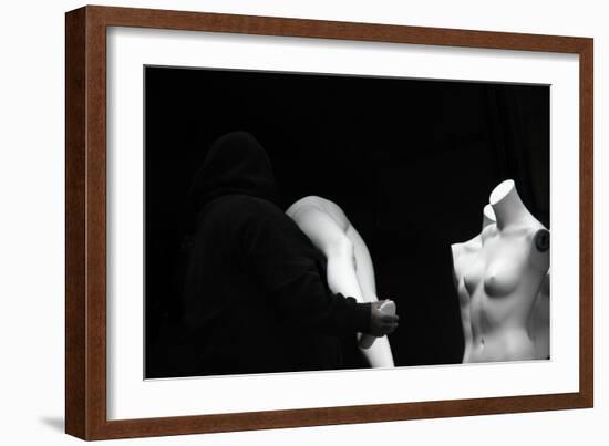 Mannequins Being Assembled in Black and White-null-Framed Photo