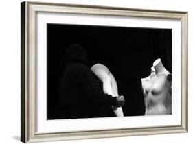 Mannequins Being Assembled in Black and White-null-Framed Photo