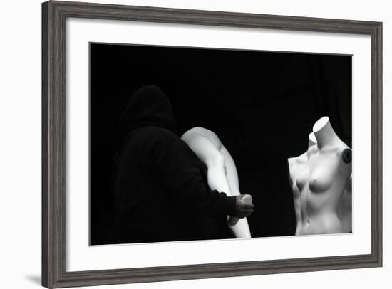 Mannequins Being Assembled in Black and White-null-Framed Photo