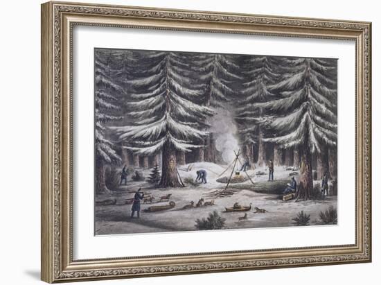 Manner of Making a Resting Place on a Winter's Night-Edward Finden-Framed Giclee Print