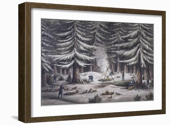 Manner of Making a Resting Place on a Winter's Night-Edward Finden-Framed Giclee Print