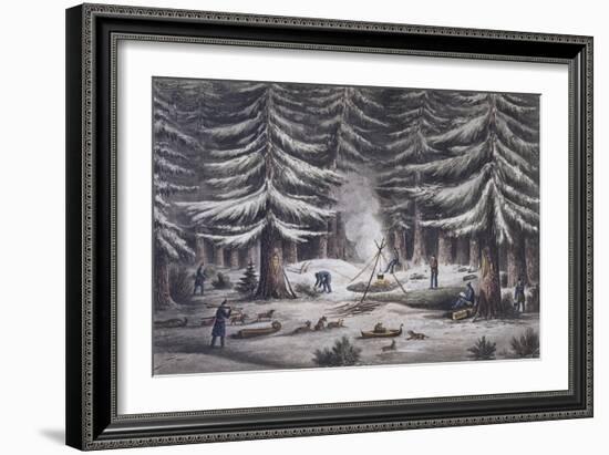 Manner of Making a Resting Place on a Winter's Night-Edward Finden-Framed Giclee Print