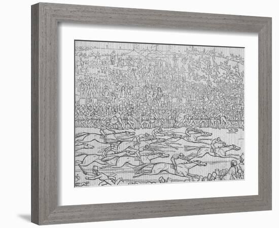 'Manners and Customs of ye Englyshe (New Series) No. 8: Ye Derbye Daye' 1849-Richard Doyle-Framed Giclee Print