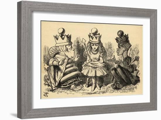 Manners and Lessons, Illustration from 'Through the Looking Glass' by Lewis Carroll (1832-98)…-John Tenniel-Framed Giclee Print