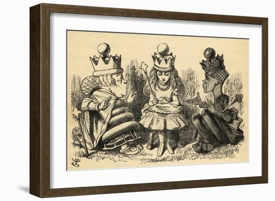 Manners and Lessons, Illustration from 'Through the Looking Glass' by Lewis Carroll (1832-98)…-John Tenniel-Framed Giclee Print