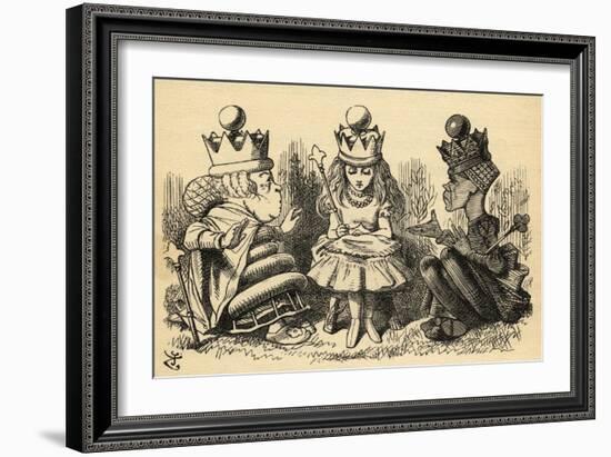 Manners and Lessons, Illustration from 'Through the Looking Glass' by Lewis Carroll (1832-98)…-John Tenniel-Framed Giclee Print